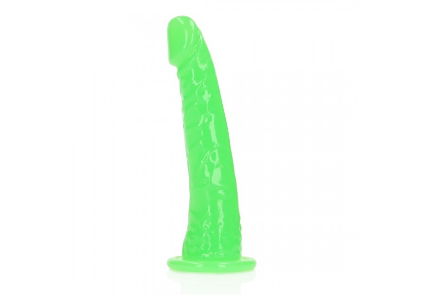 Shots Slim Realistic Dildo With Suction Cup Glow In The Dark Green 17.5cm