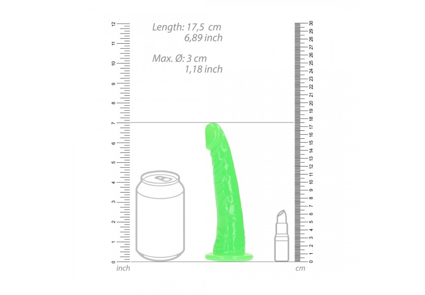 Φωσφοριζέ Ρεαλιστικό Ομοίωμα Πέους - Shots Slim Realistic Dildo With Suction Cup Glow In The Dark Green 17.5cm