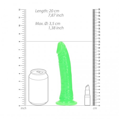 Shots Slim Realistic Dildo With Suction Cup Glow In The Dark Green 20cm