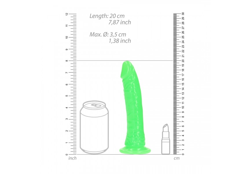 Shots Slim Realistic Dildo With Suction Cup Glow In The Dark Green 20cm