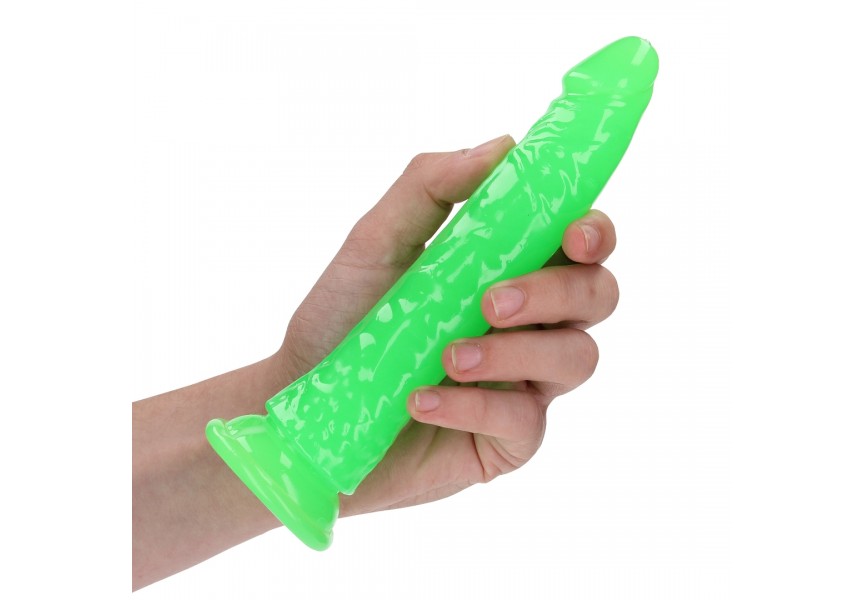 Shots Slim Realistic Dildo With Suction Cup Glow In The Dark Green 20cm