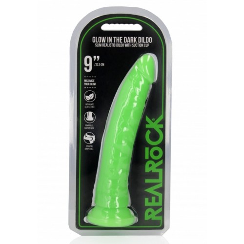 Φωσφοριζέ Ρεαλιστικό Ομοίωμα Πέους - Shots Slim Realistic Dildo With Suction Cup Glow In The Dark Green 25cm