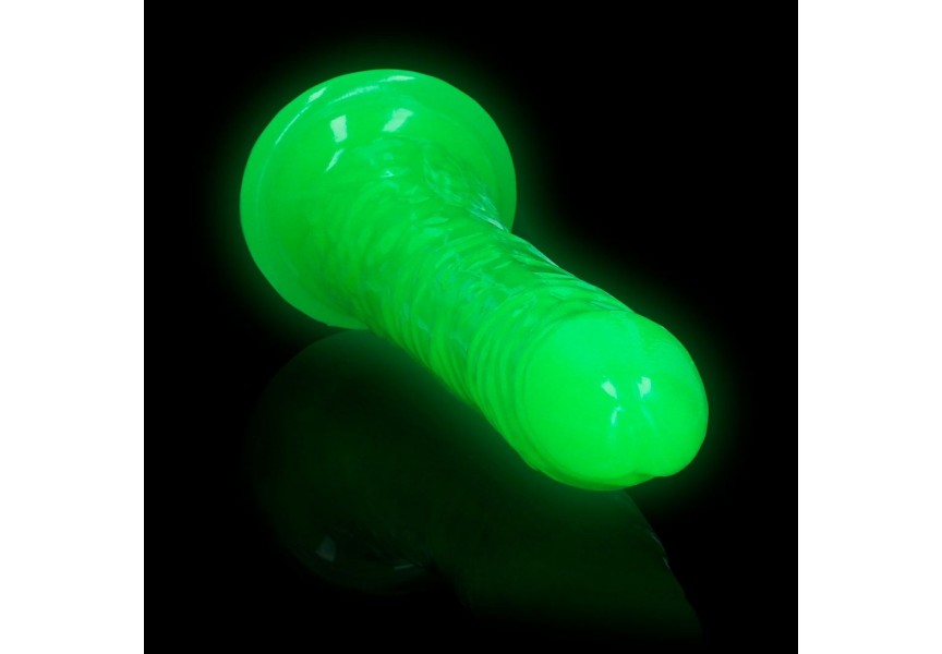 Shots Slim Realistic Dildo With Suction Cup Glow In The Dark Green 22cm