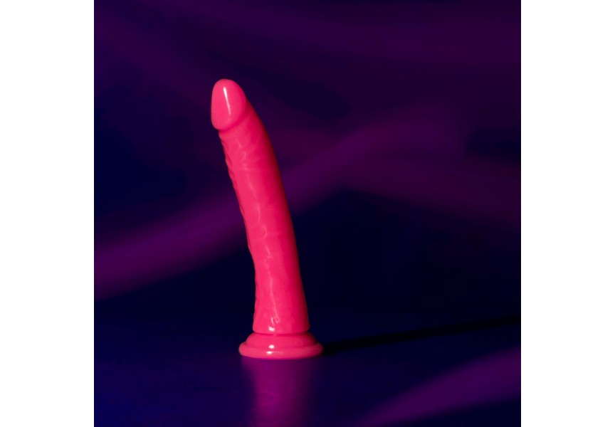 Φωσφοριζέ Ρεαλιστικό Ομοίωμα Πέους - Shots Slim Realistic Dildo With Suction Cup Glow In The Dark Pink 22cm