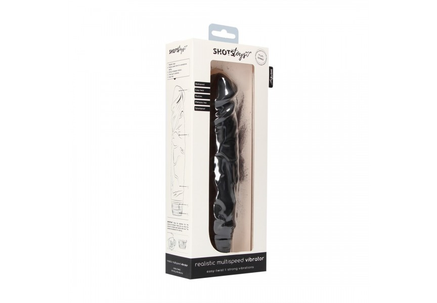 Μαύρος Ρεαλιστικός Δονητής - Shots Realistic Multispeed Vibrator Black 23cm