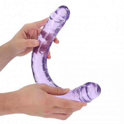 Μωβ Μεγάλο Διπλό Ομοίωμα Πέους - Shots Real Rock Crystal Jelly Realistic Double Dong Purple 45cm