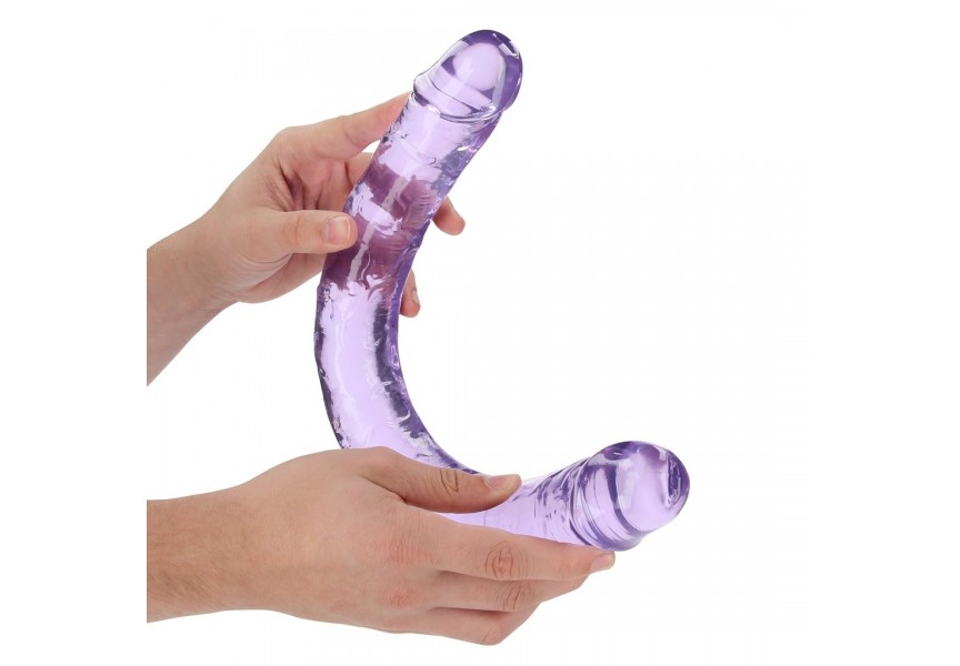 Shots Real Rock Crystal Jelly Realistic Double Dong Purple 45cm
