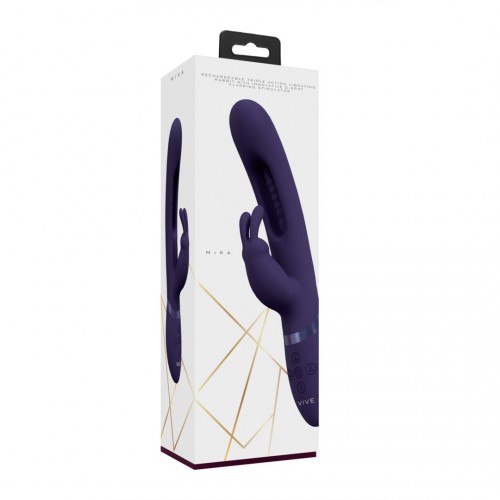 Μωβ Δονητής Rabbit Με Κινούμενη Γλώσσα Για Διέγερση Σημείου G - Shots Vive Mika Triple Motor Vibrating Rabbit With G Spot Flapping Stimulator Purple 23cm