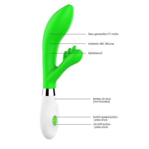 Shots Agave Silicone Rabbit Vibrator Green 23cm