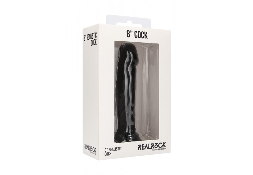 Ρεαλιστικό Πέος Χωρίς Όρχεις & Βεντούζα - Shots RealRock Realistic Cock Black 20cm