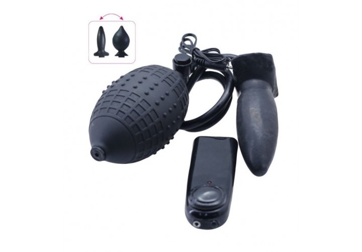 Μαύρη Φουσκωτή Πρωκτική Σφήνα Με Δόνηση - Toyz4lovers Timeless Anal Explorer Inflatable Vibrating Plug Black 11cm