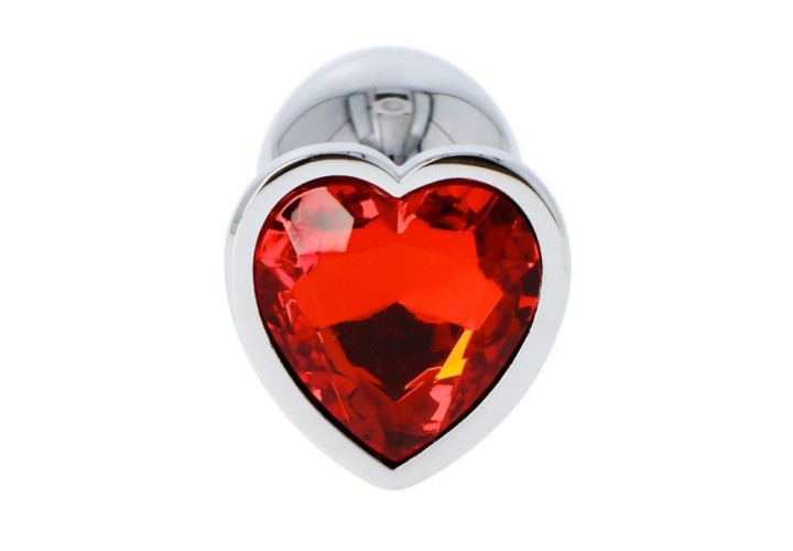 Μεταλλική Πρωκτική Σφήνα Με Κόσμημα Καρδιά - Τoyz4Lovers Anal Plug Heart Small Red 6cm