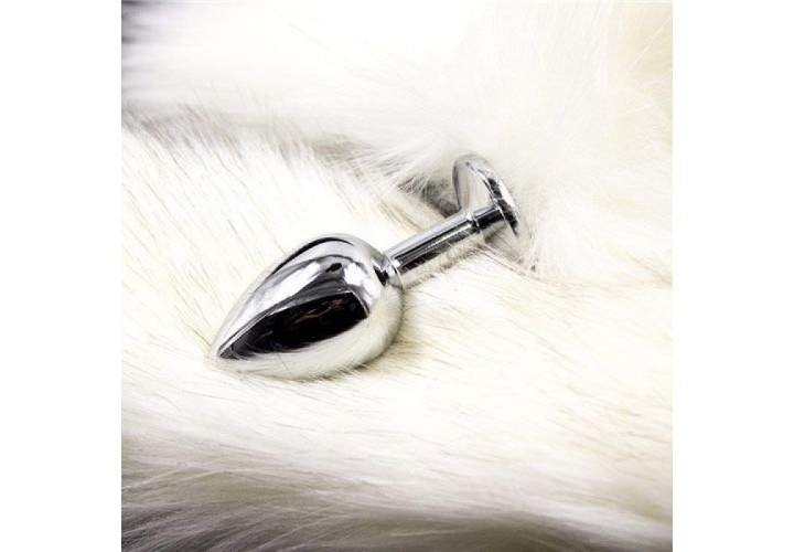 Μεταλλική Πρωκτική Σφήνα Με Λευκή Ουρά Αλεπούς - Toyz4Lovers Fox Tail Anal Plug White 7cm