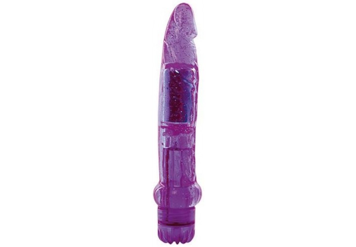 Μωβ Ρεαλιστικός Δονητής Jelly - Toyz4lovers Jammy Jelly Dazzly Glitter Vibrator Purple 18.5cm