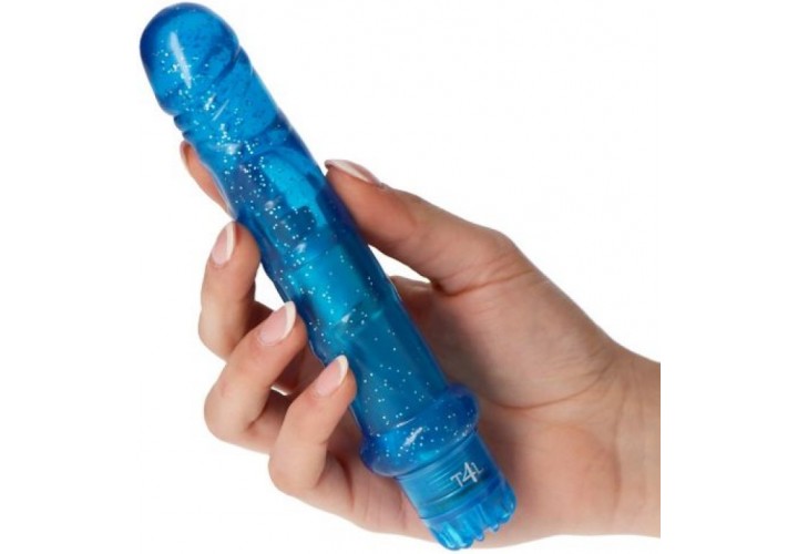 Μπλε Δονητής Με Glitter - Τoyz4lovers Jammy Jelly Fresh Glitter Vibrator Blue 17.5cm