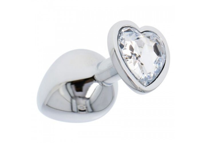 Μεταλλική Πρωκτική Σφήνα Με Κόσμημα Καρδιά - Τoyz4Lovers Anal Plug Heart Medium Clear 7cm