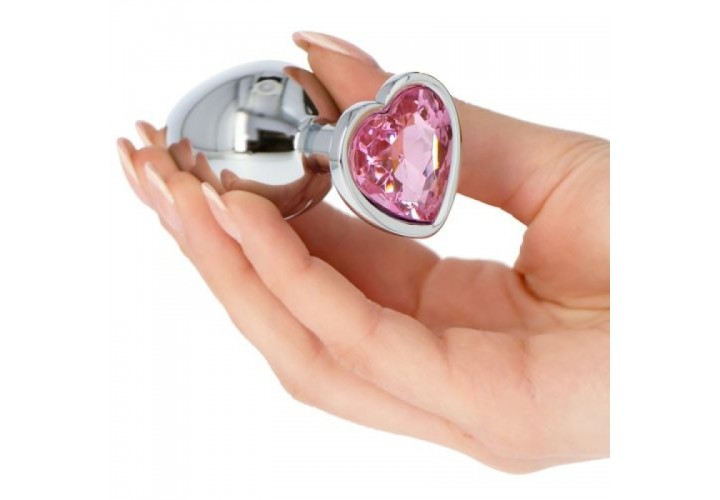 Μεταλλική Πρωκτική Σφήνα Με Κόσμημα Καρδιά - Τoyz4Lovers Anal Plug Heart Medium Pink 7cm