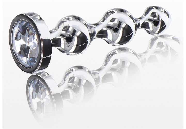 Μεταλλική Πρωκτική Σφήνα Με Χάντρες & Κόσμημα - ToyJoy Diamond Star Anal Beads Large 13.4cm