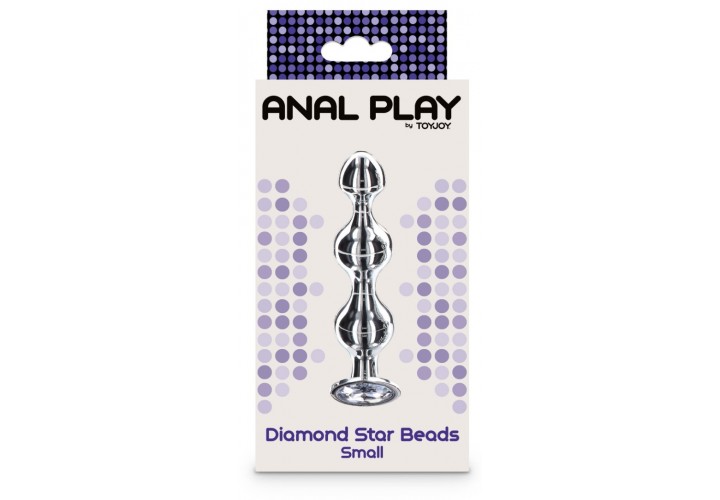 Μεταλλική Πρωκτική Σφήνα Με Χάντρες & Κόσμημα - ToyJoy Diamond Star Anal Beads Small 10.5cm