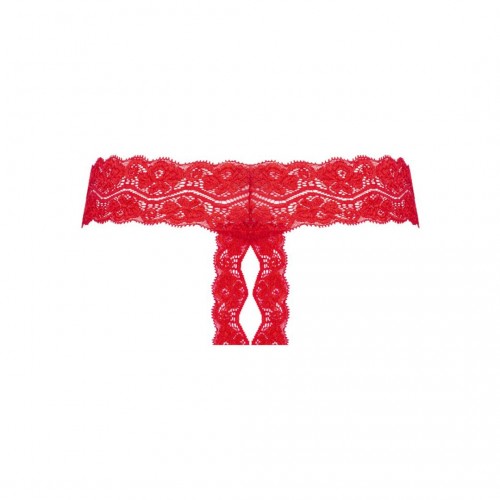 Κόκκινο Γυναικείο Δαντελωτό Στρινγκ Με Άνοιγμα - Underneath Kyra Crotchless Thong Red