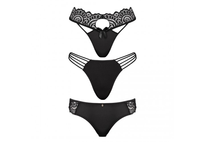 Underneath Coco Thong Set Of 3 Black