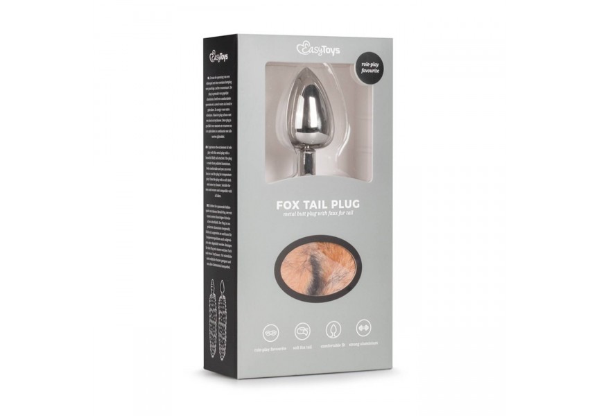 Ασημί Μεταλλική Σφήνα Με Ουρά Αλεπούς - Easytoys Fox Tail Plug No. 3 Silver