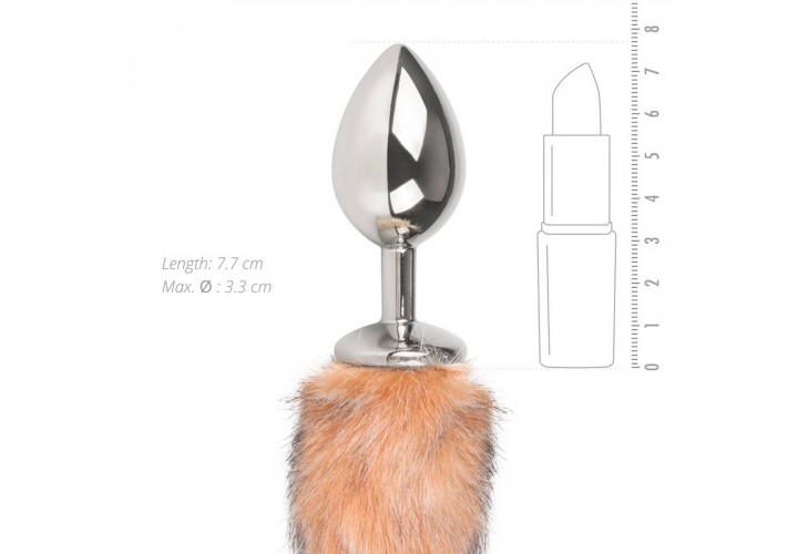 Ασημί Μεταλλική Σφήνα Με Ουρά Αλεπούς - Easytoys Fox Tail Plug No. 3 Silver