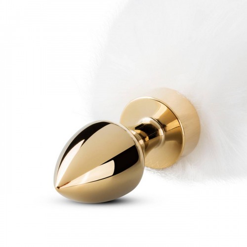 Χρυσή Μεταλλική Σφήνα Με Ουρά - Easytoys Fox Tail Plug No. 13 Gold/White