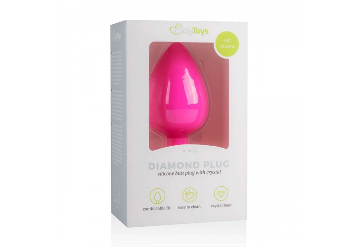Πρωκτική Σφήνα Με Κόσμημα - Diamond Silicone Plug Large Pink