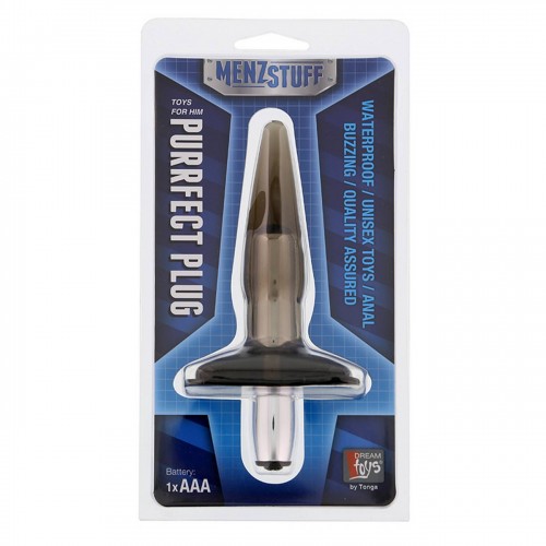 Πρωκτική Σφήνα Με Δόνηση - Dream Toys MenzStuff Purrfect Plug Smoke 15cm