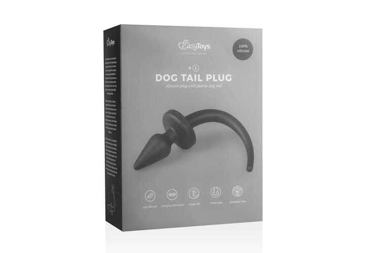 Μαύρη Σφήνα Σιλικόνης Ουρά Σκύλου - Easytoys Dog Tail Plug Pointy Large