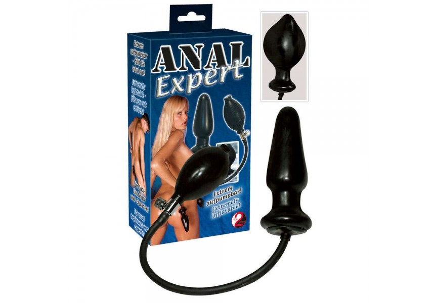 Φουσκωτή Πρωκτική Σφήνα - Latex Anal Expert Inflatable Butt Plug Black