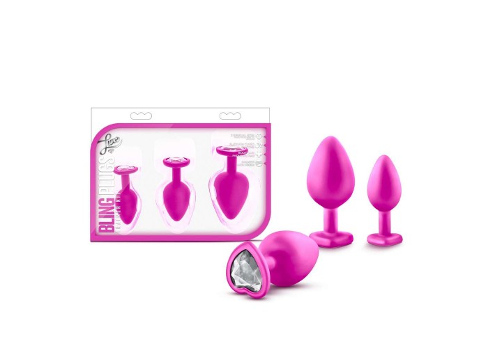 Σετ Πρωκτικές Σφήνες Με Κόσμημα - Silicone Bling Plugs Training Kit Pink