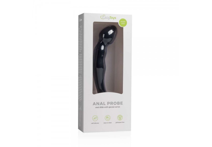 Μαύρο Πρωκτικό Ομοίωμα Σιλικόνης - Easytoys Anal Probe With Special Curves Black 20cm