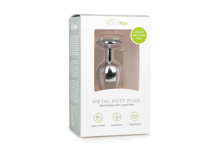 Μεταλλική Πρωκτική Σφήνα Με Κόσμημα - Metal Butt Plug No.1 Silver/Clear
