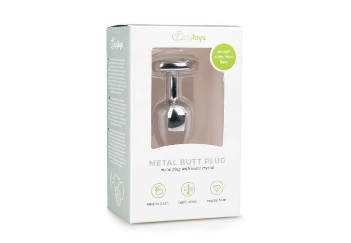 Πρωκτική Σφήνα Με Κόσμημα Καρδιά - Metal Butt Plug No.2 Silver/Clear