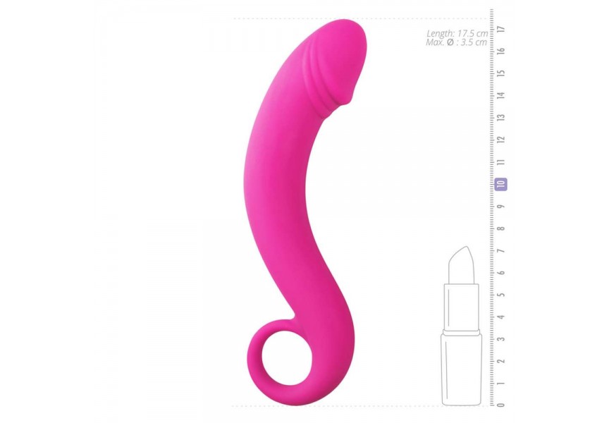 Ροζ Ομοίωμα Σιλικόνης - Easytoys Silicone Curved Dong Pink 17.5cm