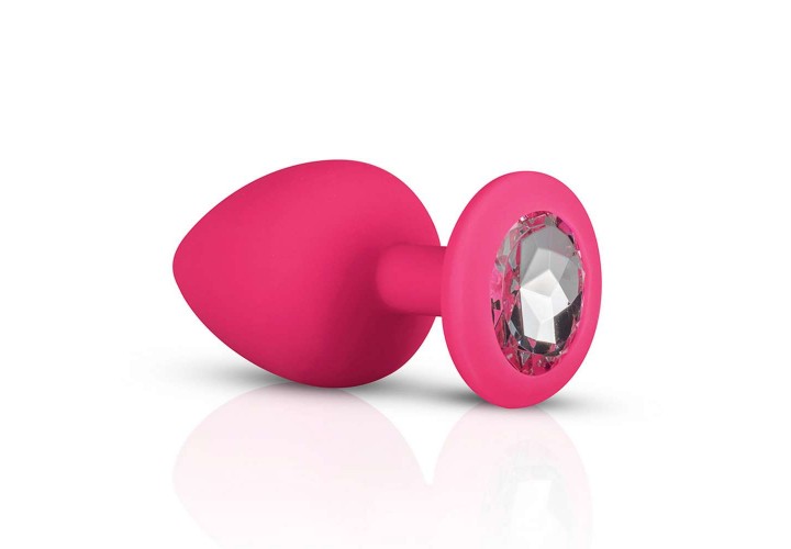 Easytoys Silicone Butt Plug With Diamond Pink/Clear