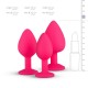 Σετ Ροζ Πρωκτικές Σφήνες Με Κόσμημα - Easytoys Silicone Butt Plug With Diamond Pink/Clear