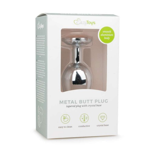 Μεταλλική Πρωκτική Σφήνα Με Κόσμημα - Easytoys Metal Butt Plug No.2 Silver/Clear 8.4cm