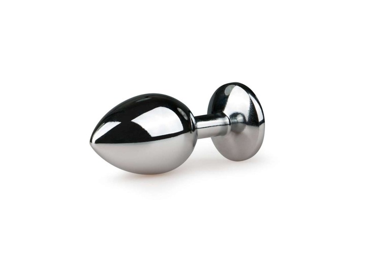 Μεταλλική Πρωκτική Σφήνα Με Κόσμημα - Easytoys Metal Butt Plug No.2 Silver/Clear 8.4cm