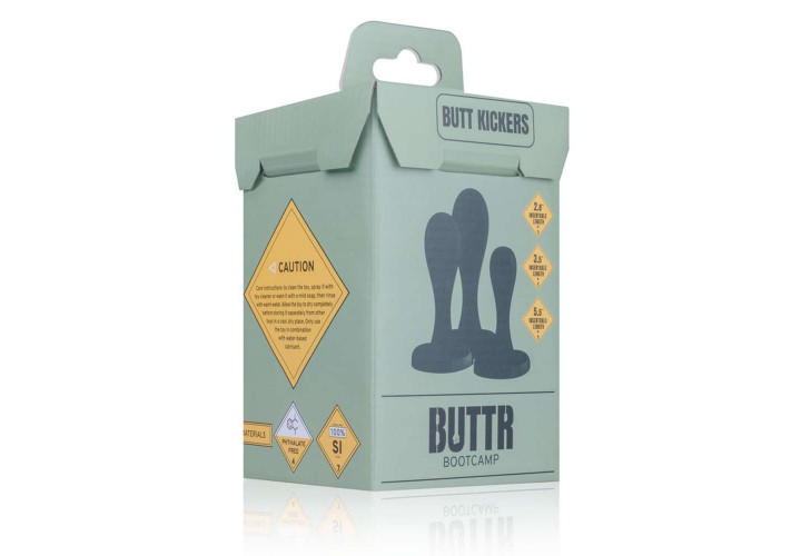 Σετ Μαύρες Πρωκτικές Σφήνες - Buttr Butt Kickers Butt Plug Training Set