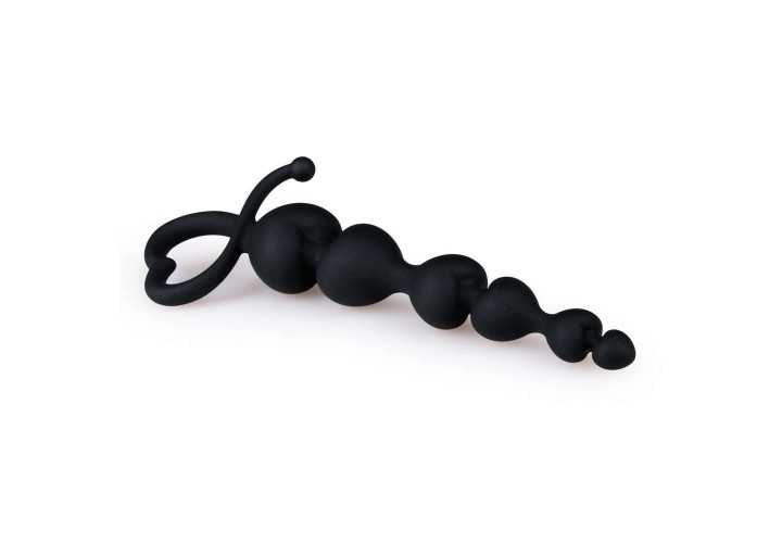 Μαύρες Πρωκτικές Μπίλιες Σιλικόνης - Black Anal Beads Heart Handle