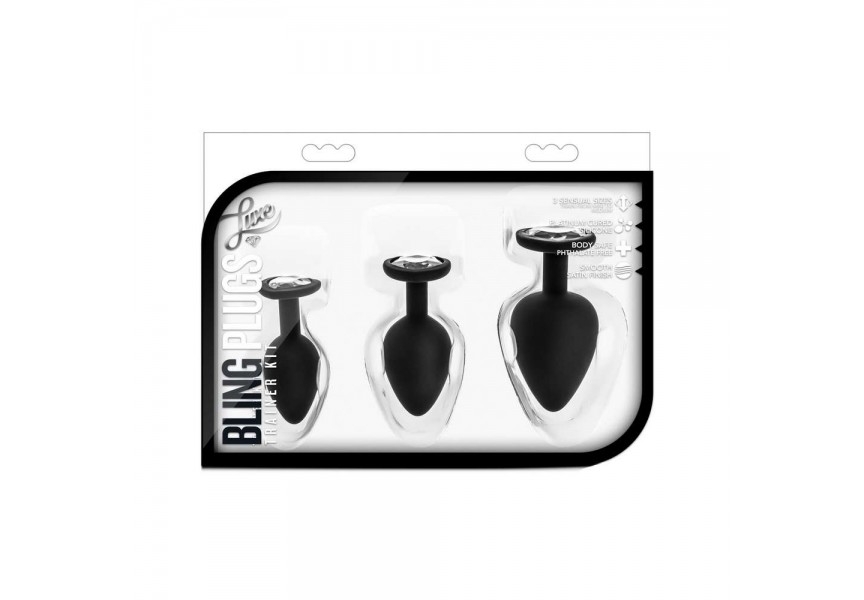 Σετ Πρωκτικές Σφήνες Με Κόσμημα - Luxe Bling Plugs Training Kit White Gems