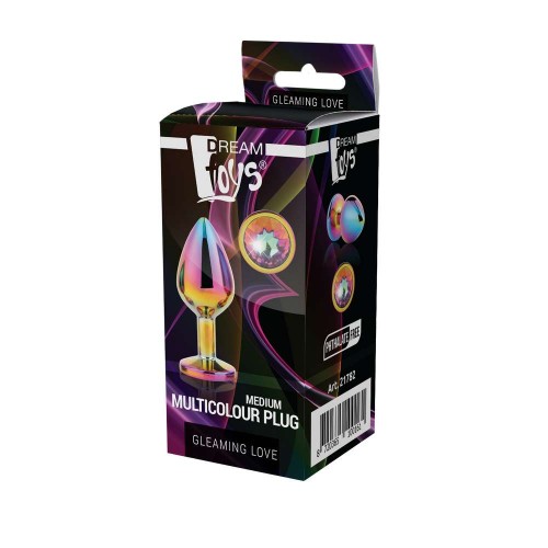 Πολύχρωμη Μεταλλική Σφήνα Με Κόσμημα - Dream Toys Gleaming Love Multicolour Plug Medium 8.3cm