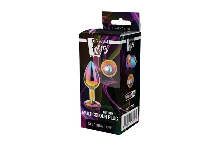 Πολύχρωμη Μεταλλική Σφήνα Με Κόσμημα - Dream Toys Gleaming Love Multicolour Plug Medium 8.3cm