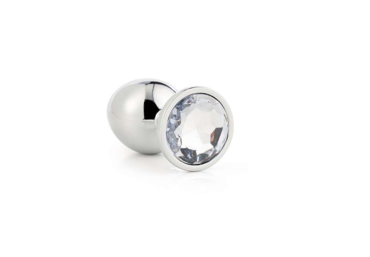Ασημί Μεταλλική Σφήνα Με Κόσμημα - Dream Toys Gleaming Love Silver Plug Medium 8.3cm