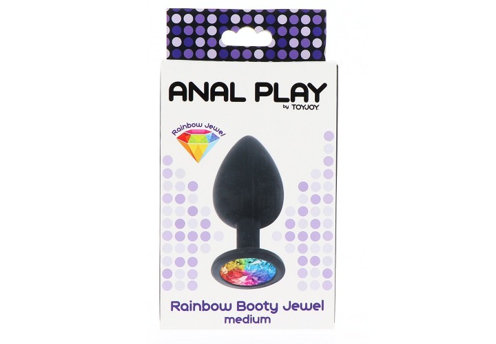 Μαύρη Μεσαία Πρωκτική Σφήνα Με Διαμάντι - ToyJoy Rainbow Booty Jewel Medium 8cm