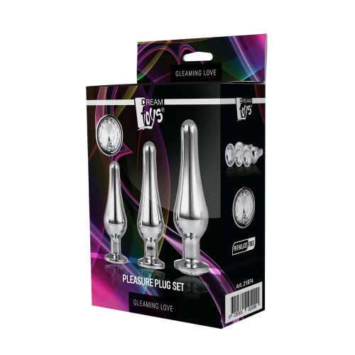 Σετ Ασημί Μεταλλικές Σφήνες Με Κόσμημα - Dream Toys Gleaming Love Pleasure Set Silver