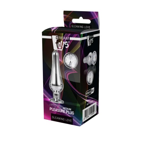 Ασημί Μεταλλική Σφήνα Με Κόσμημα - Dream Toys Gleaming Love Silver Pleasure Plug Medium 11cm